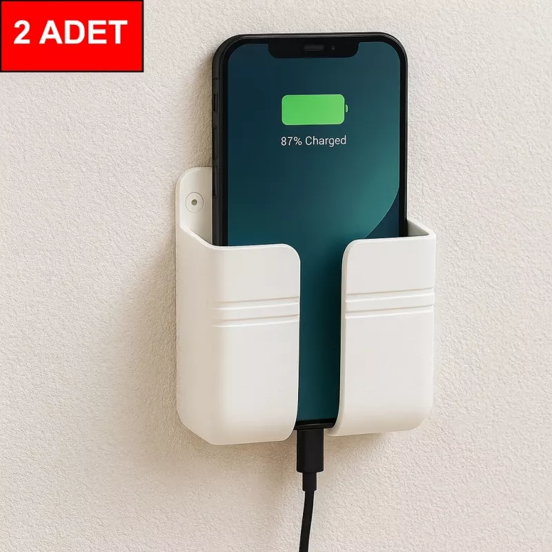 2 Adet Güçlü Yapışkanlı Çok Amaçlı Telefon, Kumanda Tutacağı Telefon Ve Kumanda Standı Beyaz
