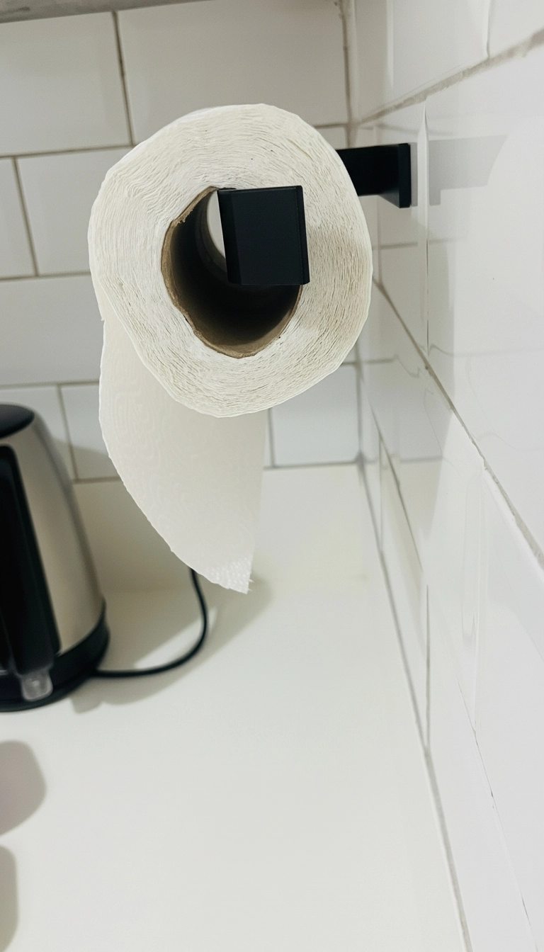 Güçlü Yapışkanlı Plastik Kağıt Havlu Askılığı Kağıt Havluluk Rulo Havluluk Peçetelik Siyah Renk