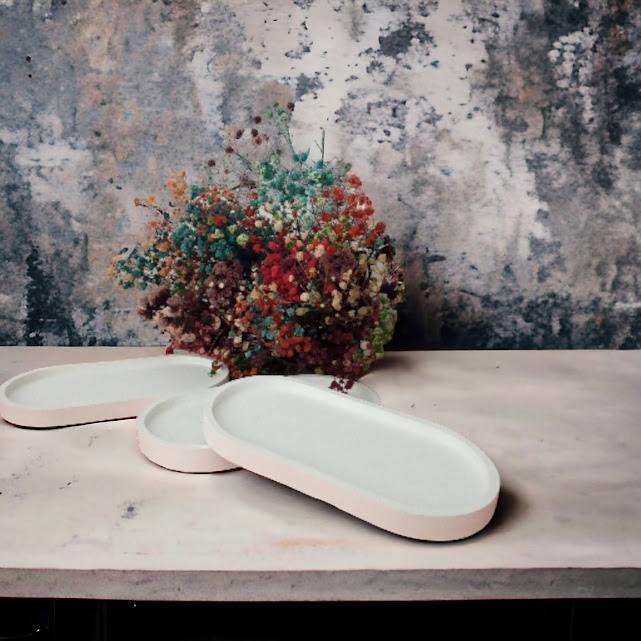 Beton Oval Tepsi Stant Dekor