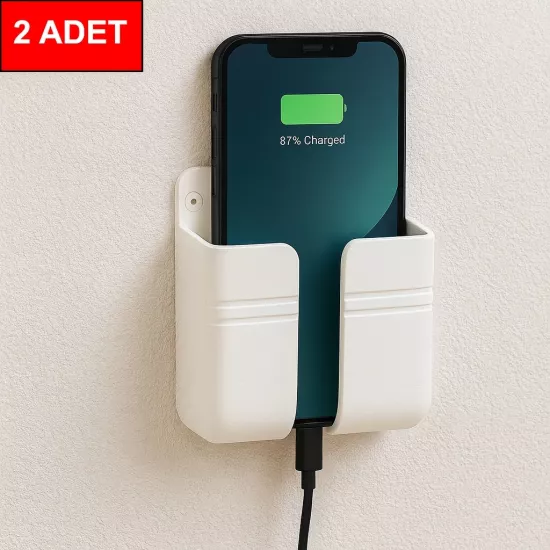 2 Adet Güçlü Yapışkanlı Çok Amaçlı Telefon, Kumanda Tutacağı Telefon Ve Kumanda Standı Beyaz