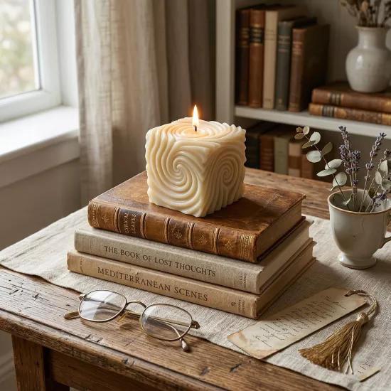 Kare Şeklinde Spiral Hatlı Silikon Mum Kalıbı